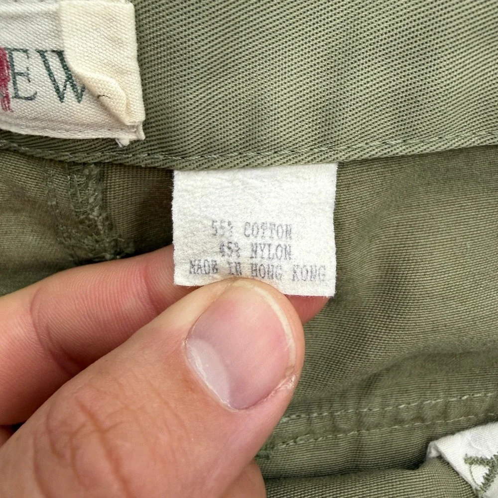 J. Crew Mens Olive Green Cotton Nylon Zipper Cargo Flight Pants 34x32 Vintage